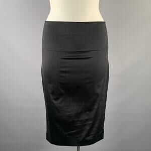 GUCCI Size L Black Cotton Blend Fitted Below Knee Skirt